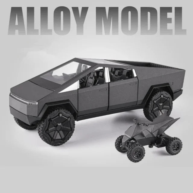 1:24 Alloy Pickup Toy Car With Lights, Sound & Quad