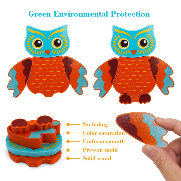 Toddler Wooden Animal Puzzles for Fine-Motor Play