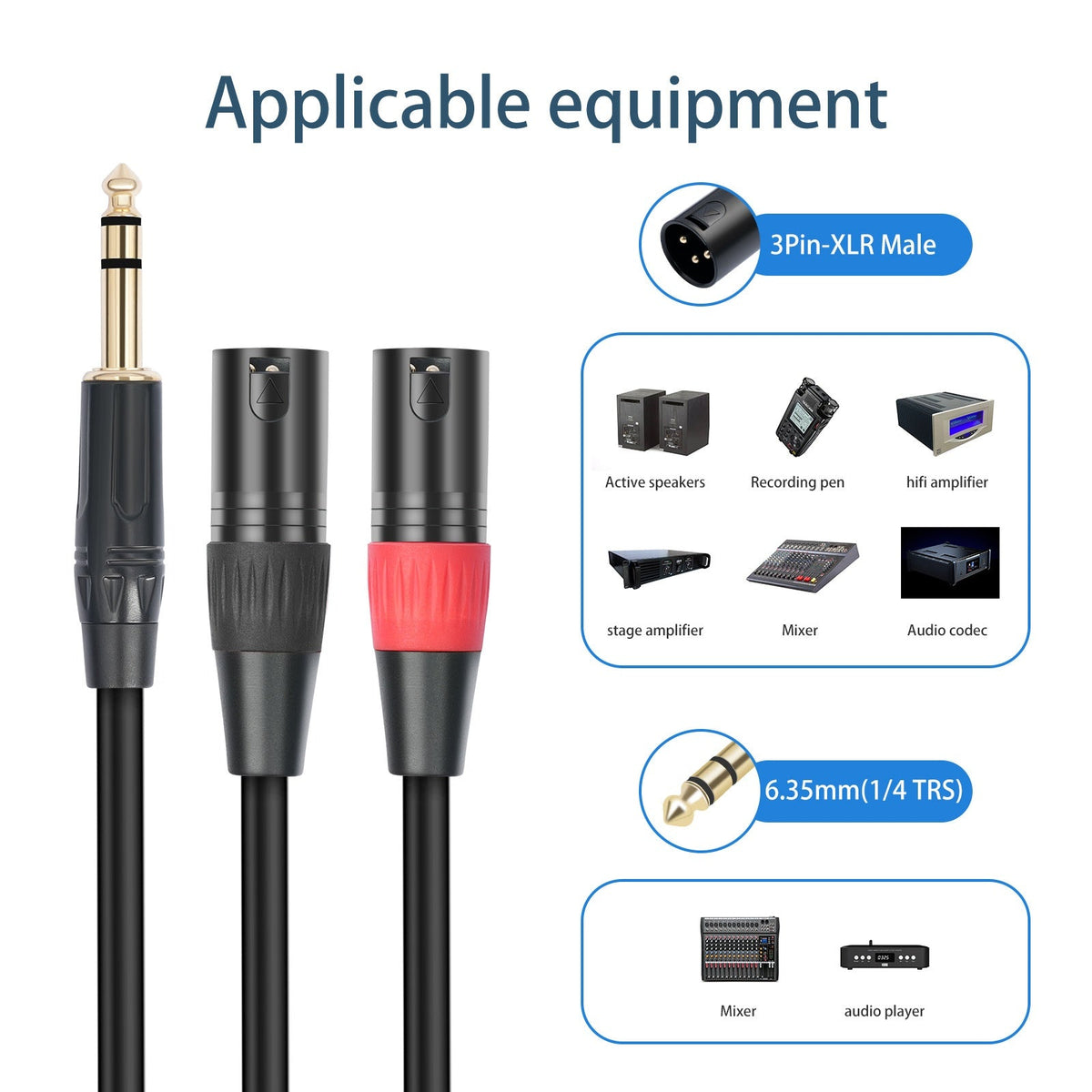 1/4 TRS to Dual XLR Stereo Cable with Double Shielding