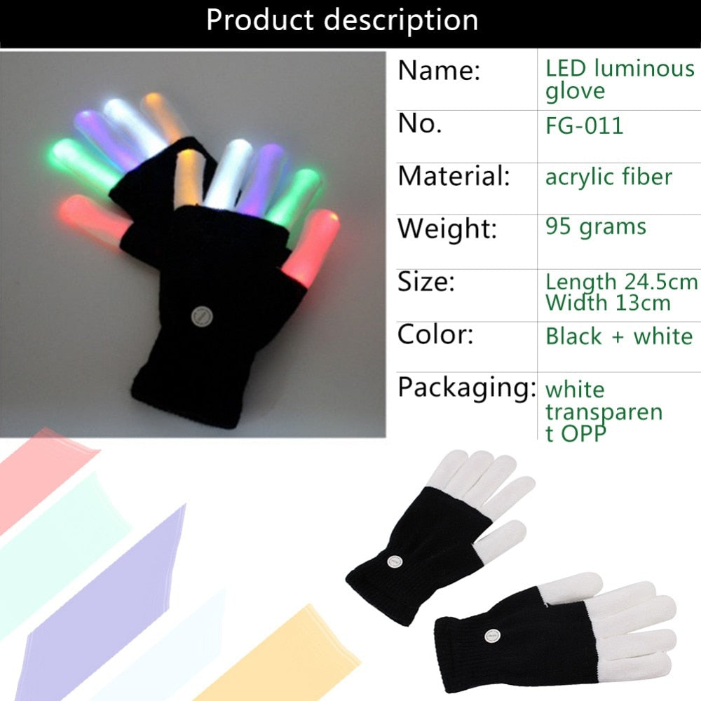 LED Light Gloves for Multicolor Party Performances