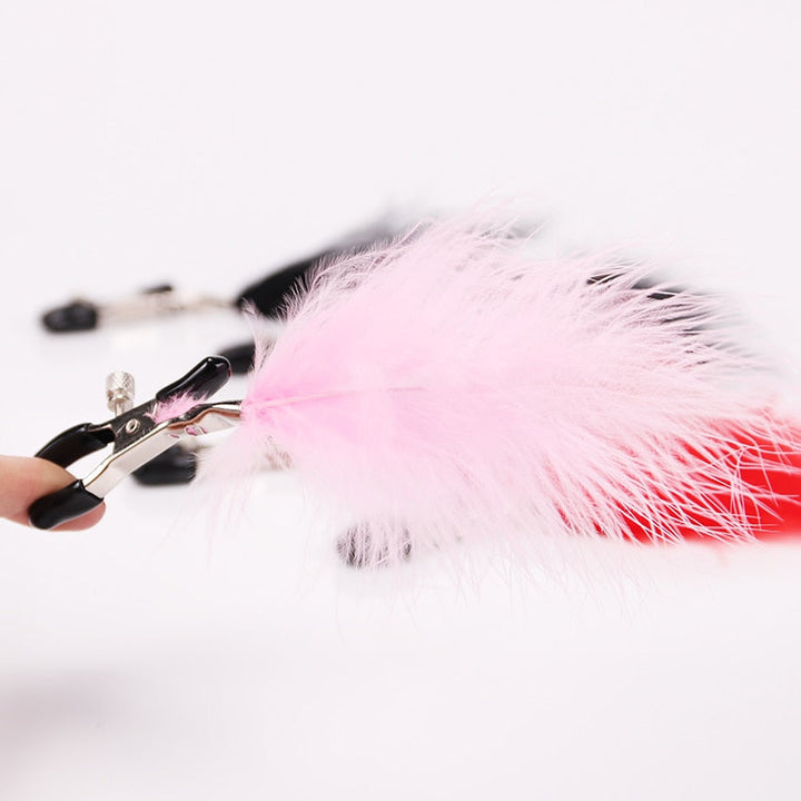 Nipple Clamps With Feather Teasers For Playful Teasing