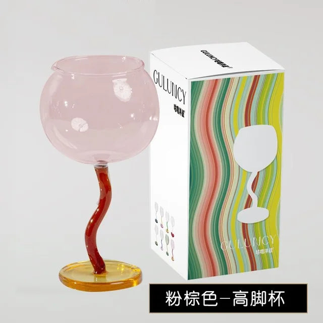 Twisted Stem Wine Glass for Colorful Table Styling