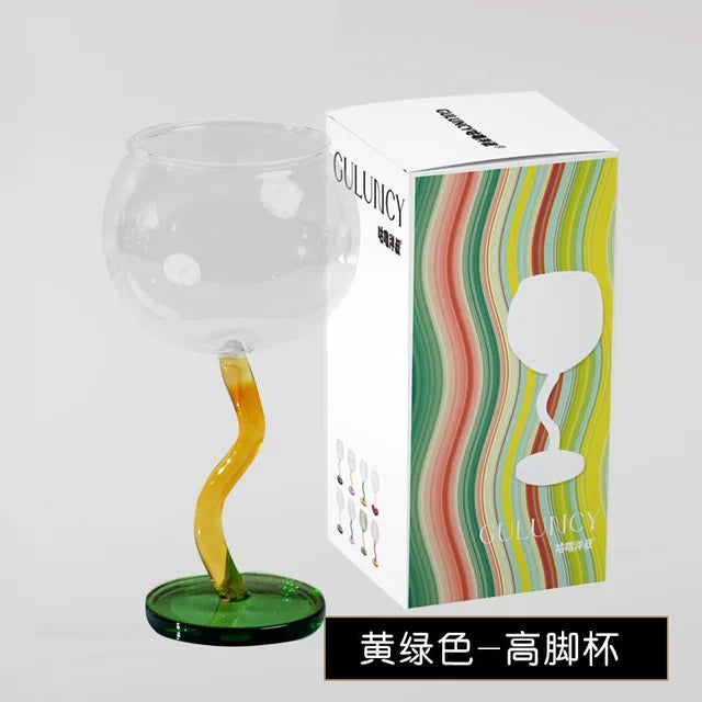 Twisted Stem Wine Glass for Colorful Table Styling