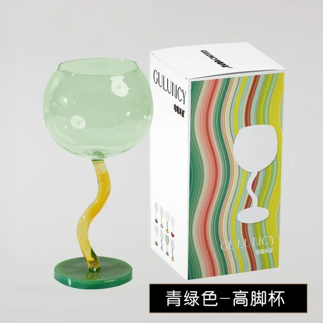 Twisted Stem Wine Glass for Colorful Table Styling