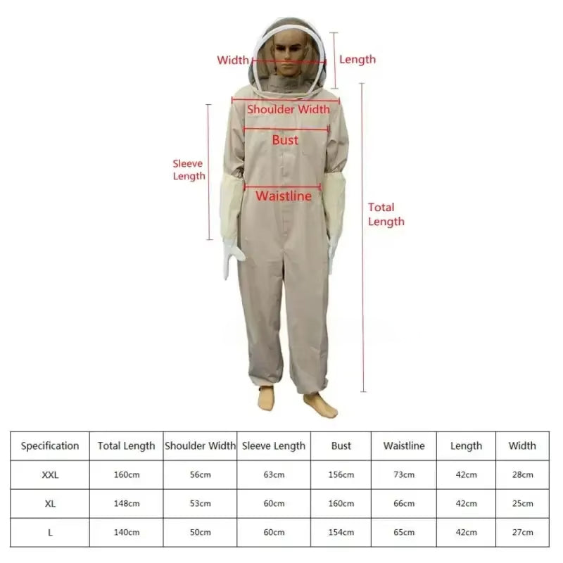 Full-Body Beekeeping Suit with Ventilated Mesh Veil