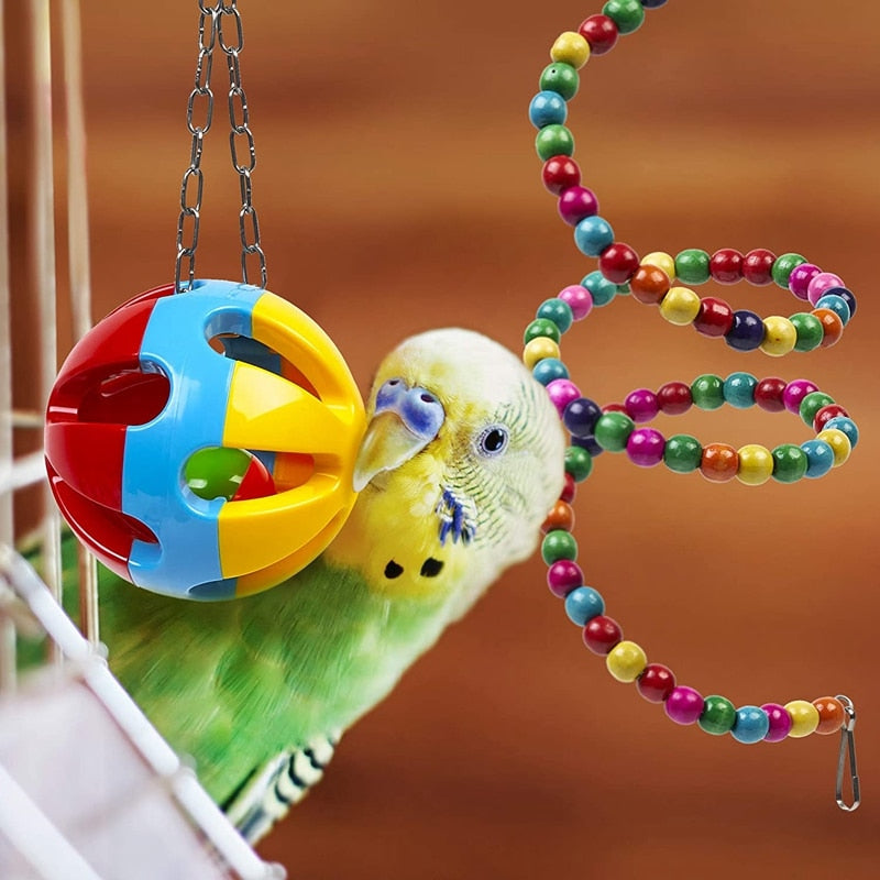 Bird Cage Toys Set for Parrots | Colorful Enrichment