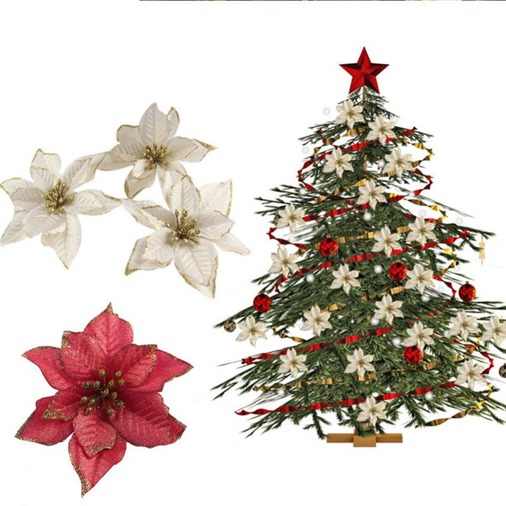 Christmas Poinsettia Ornaments for Elegant Tree Decor