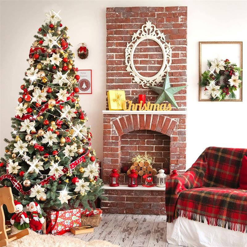 Christmas Poinsettia Ornaments for Elegant Tree Decor
