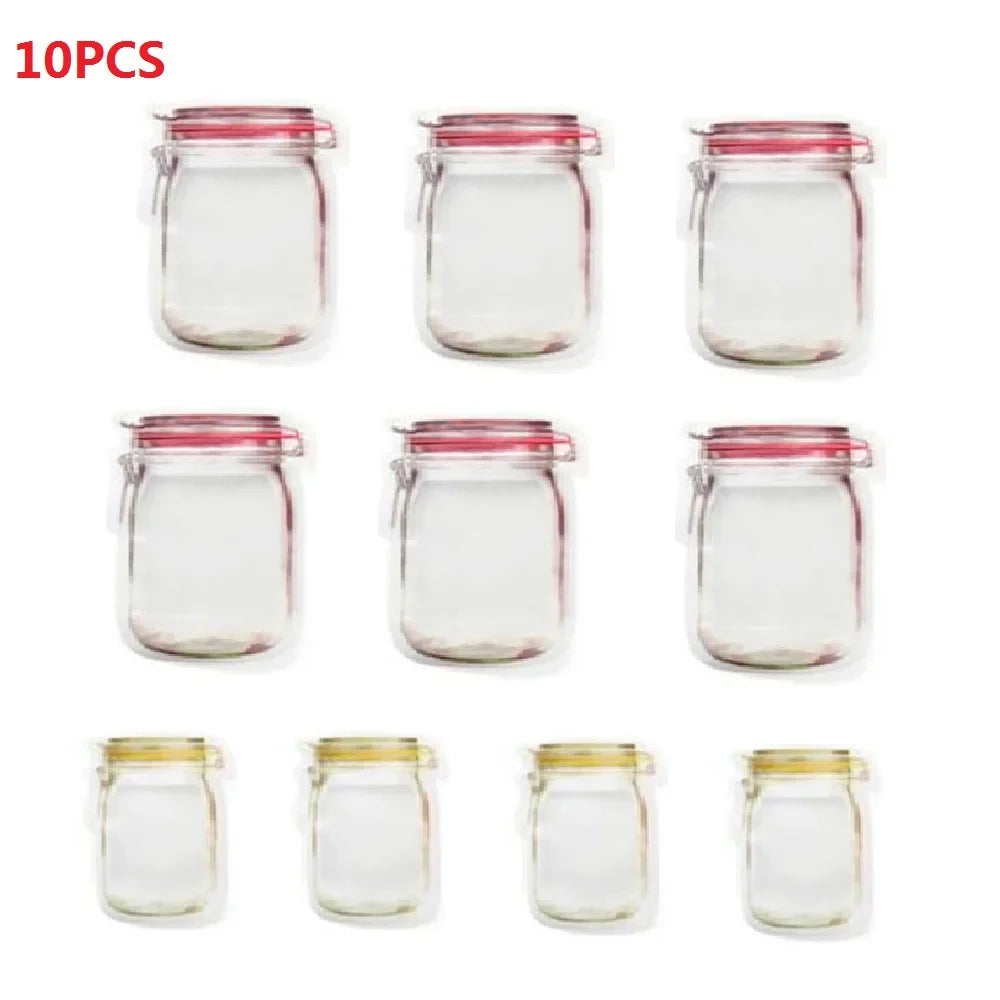 Reusable Mason Jar Snack Bags, 10-Pack Zip Storage