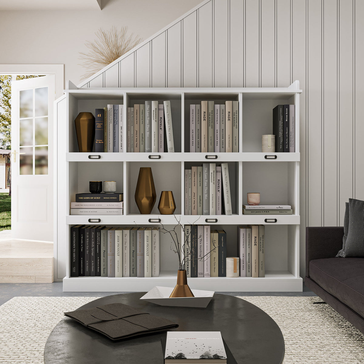 10-Cubby White Bookcase for Kids' Toys, Books and Bins