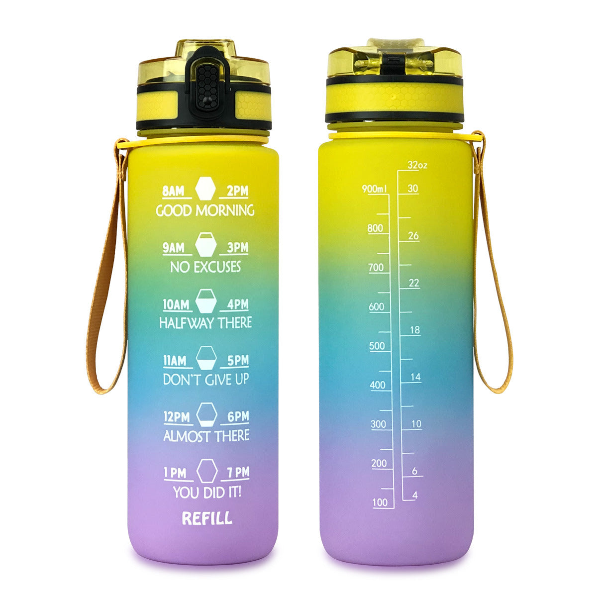 1000ml Sports Water Bottle With Time Markers