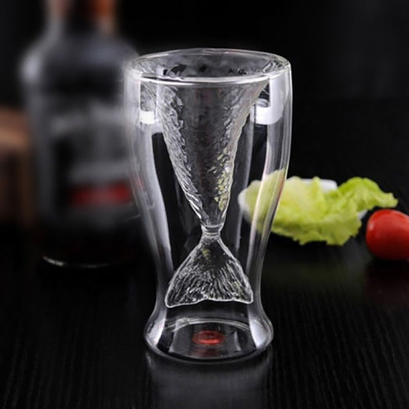 Mermaid Tail Double-Wall Glass Cup for Party Drinks
