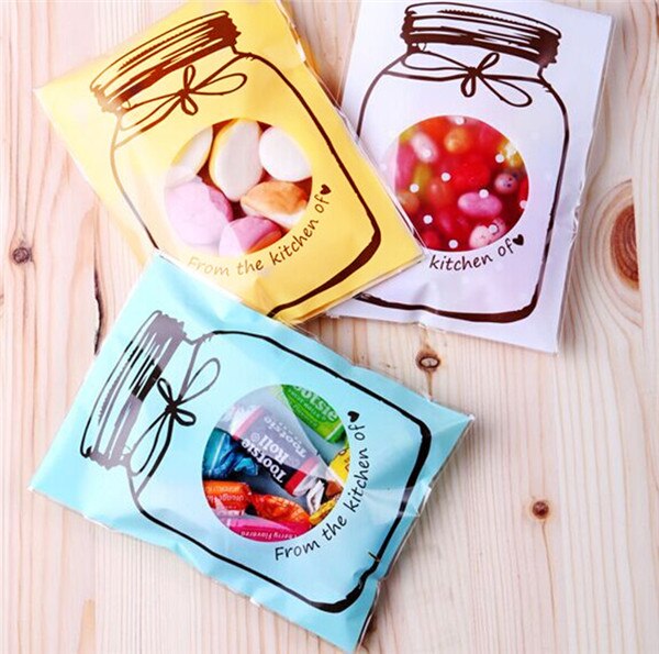 Mason Jar Cookie Bags with Window, Self-Seal, 100 Pack