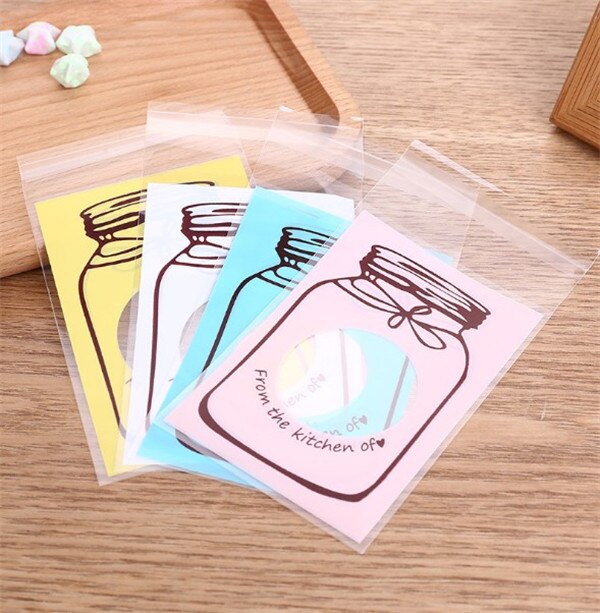 Mason Jar Cookie Bags with Window, Self-Seal, 100 Pack