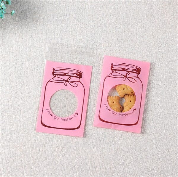 Mason Jar Cookie Bags with Window, Self-Seal, 100 Pack