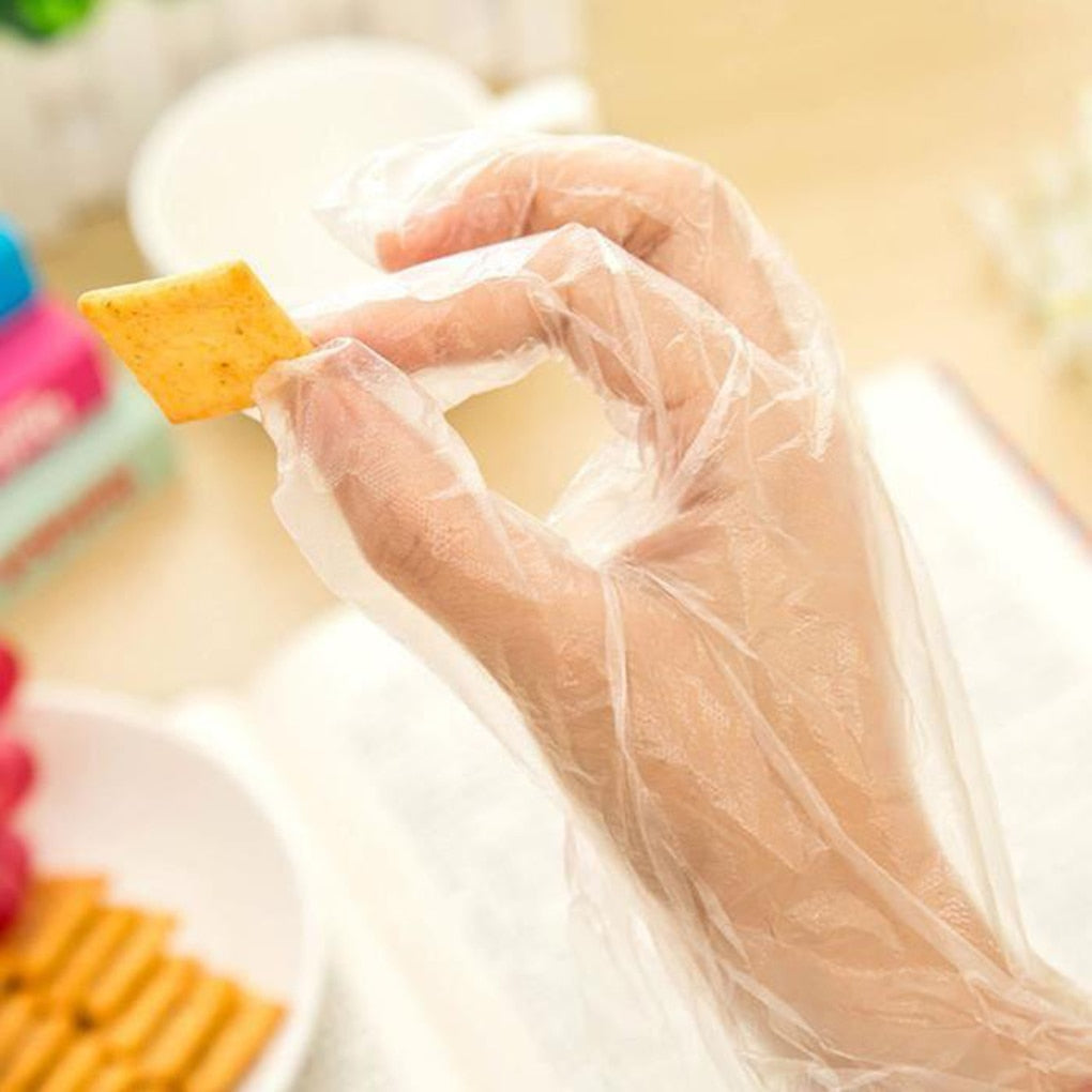 Disposable Plastic Gloves 100 Pack for Food Prep & BBQ