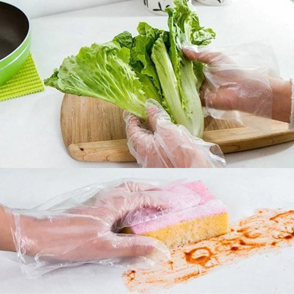Disposable Plastic Gloves 100 Pack for Food Prep & BBQ