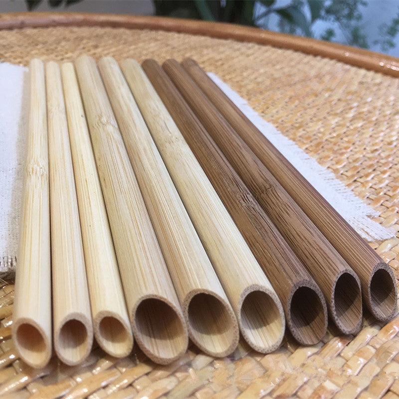 Carbonized Bamboo Smoothie Straws, Reusable Pointed Set
