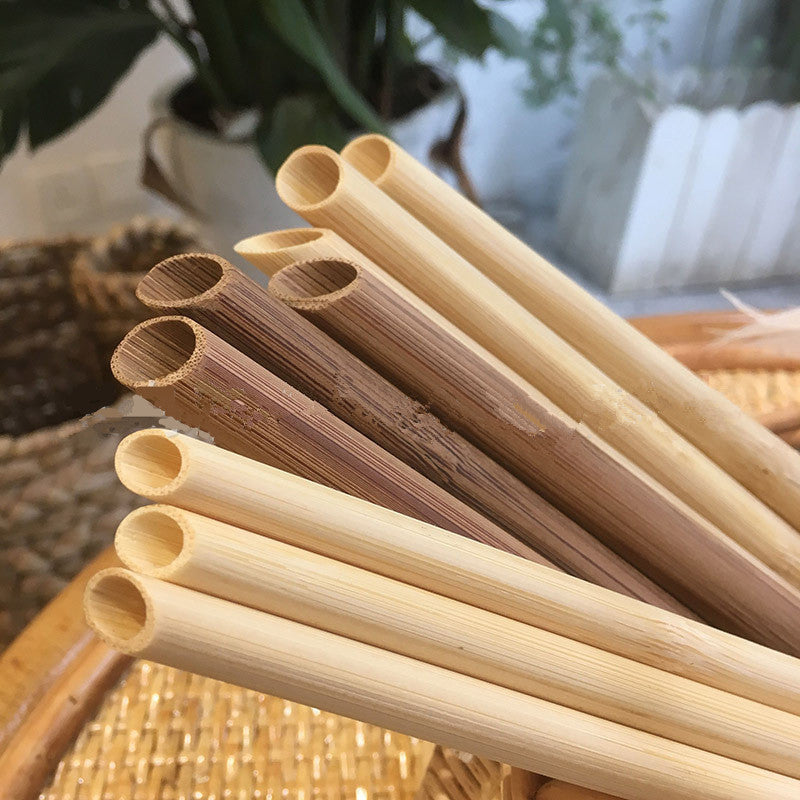 Carbonized Bamboo Smoothie Straws, Reusable Pointed Set