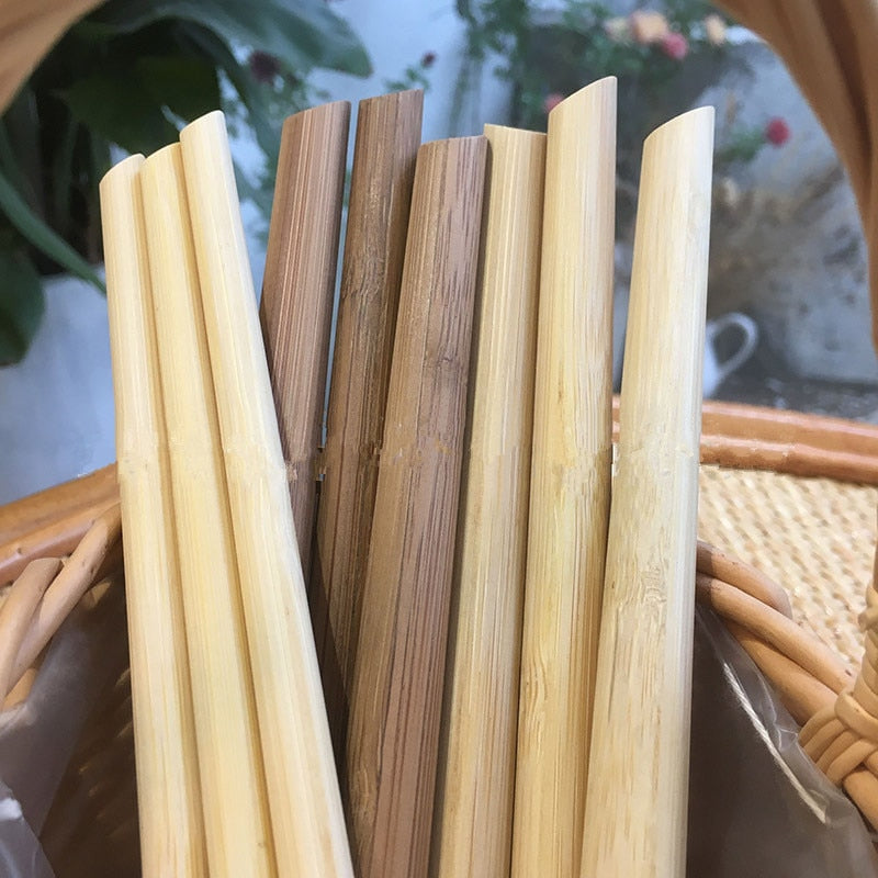 Carbonized Bamboo Smoothie Straws, Reusable Pointed Set