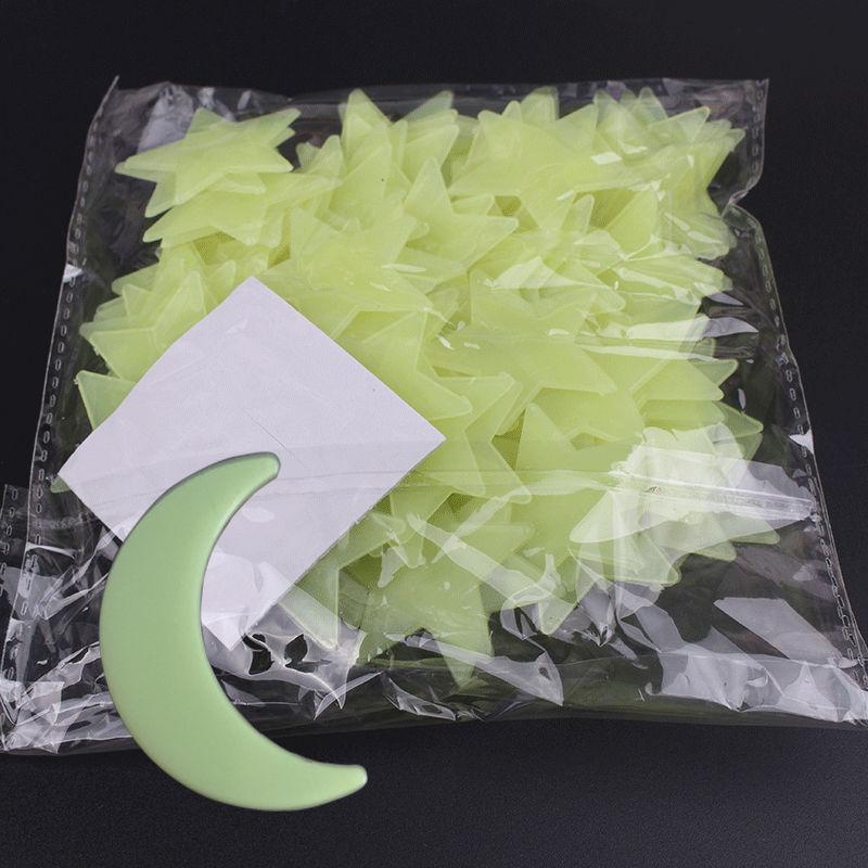 Glow in the Dark Stars & Moon Stickers - 3D Kids Decor