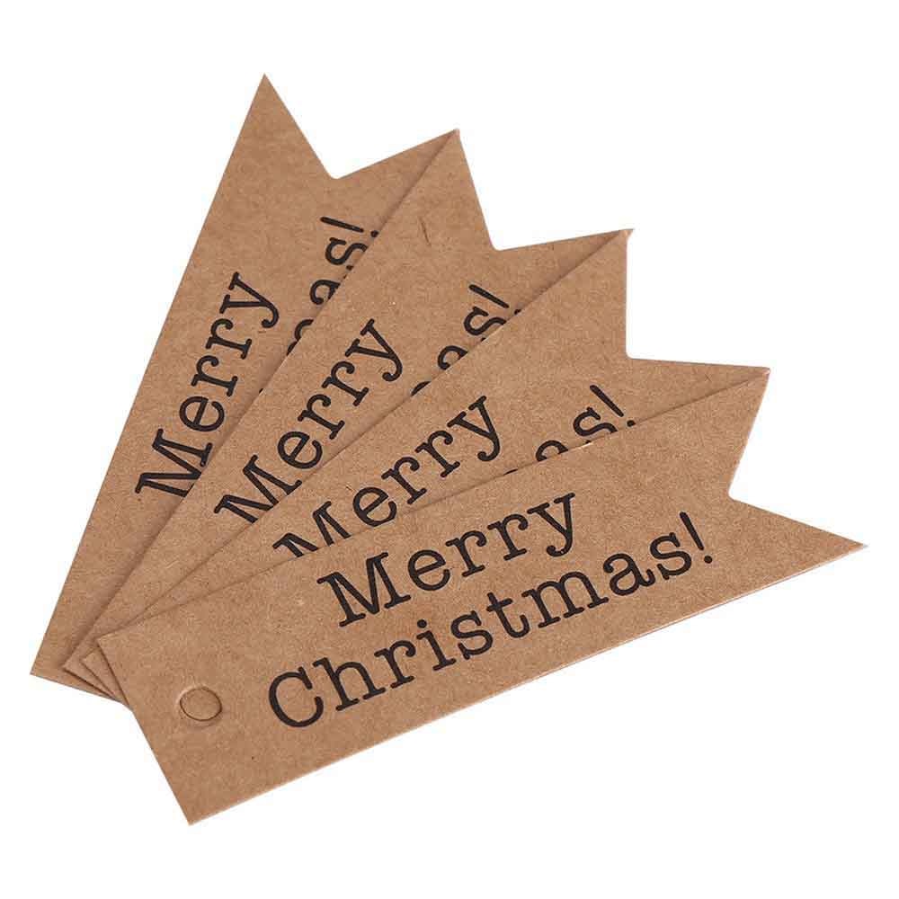 Christmas Gift Tags, 100PCS Kraft & Red Merry Christmas