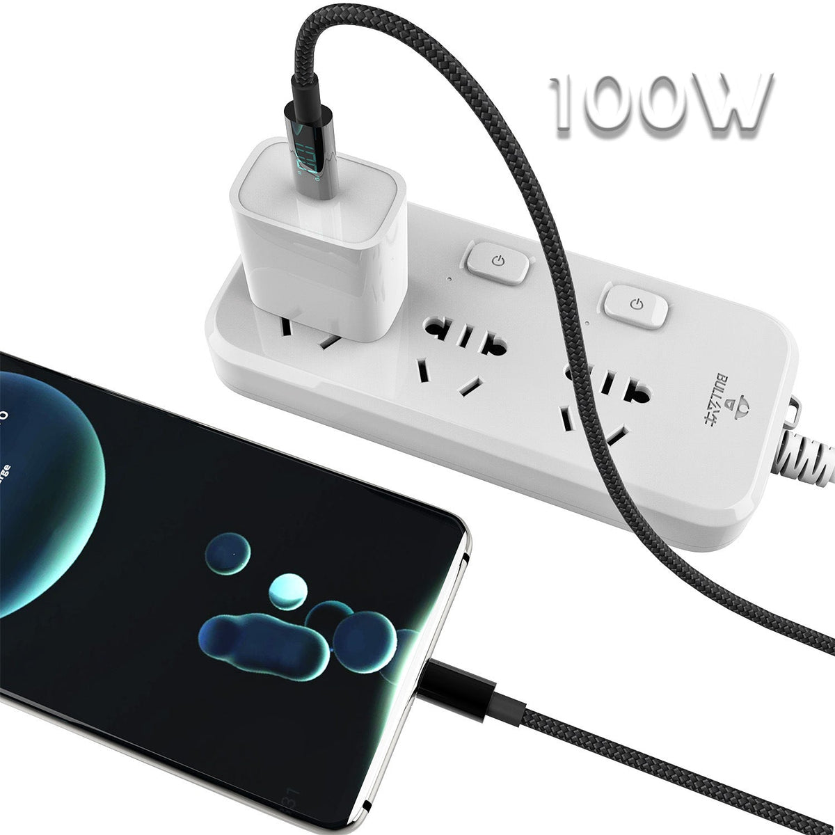 100W USB-C Fast Charging Cable with LED Wattage Display