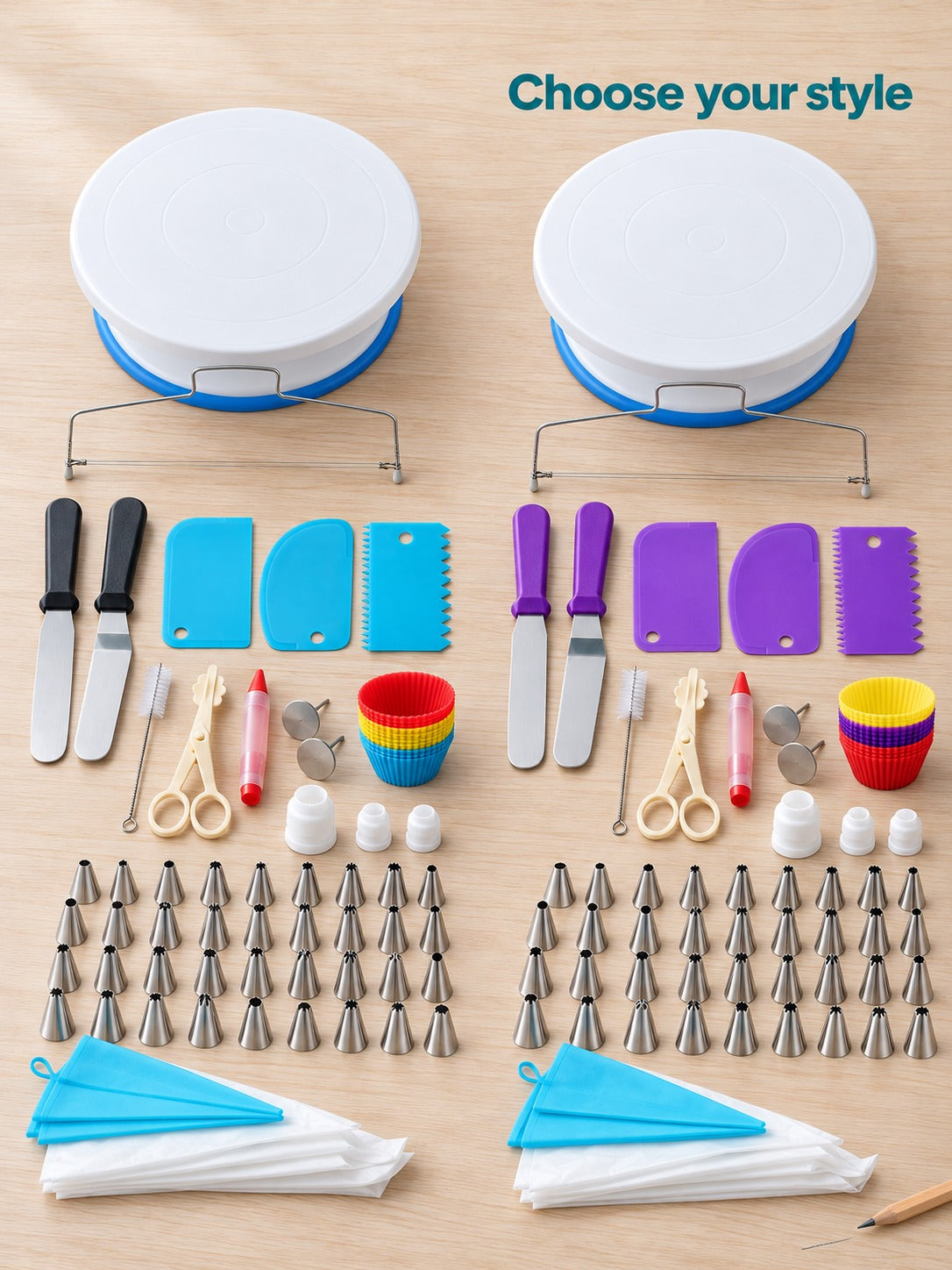 106-Piece Cake Turntable Decorating Kit with Piping Nozzles