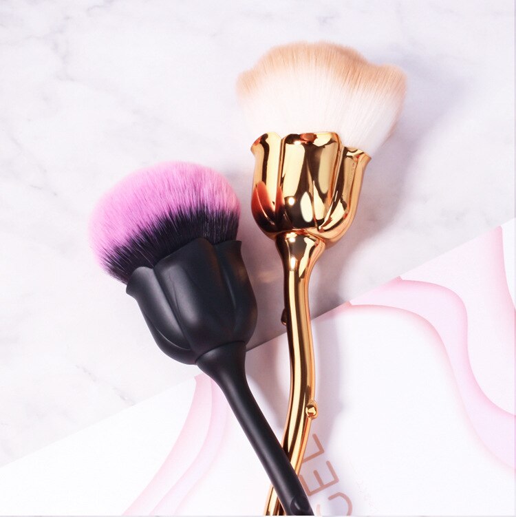 Rose Nail Dust Brush Set — Soft, Fluffy Flower-Shaped Bristles