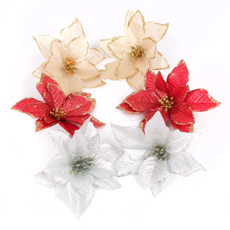 Artificial Poinsettia Tree Ornaments for Fuller Decor