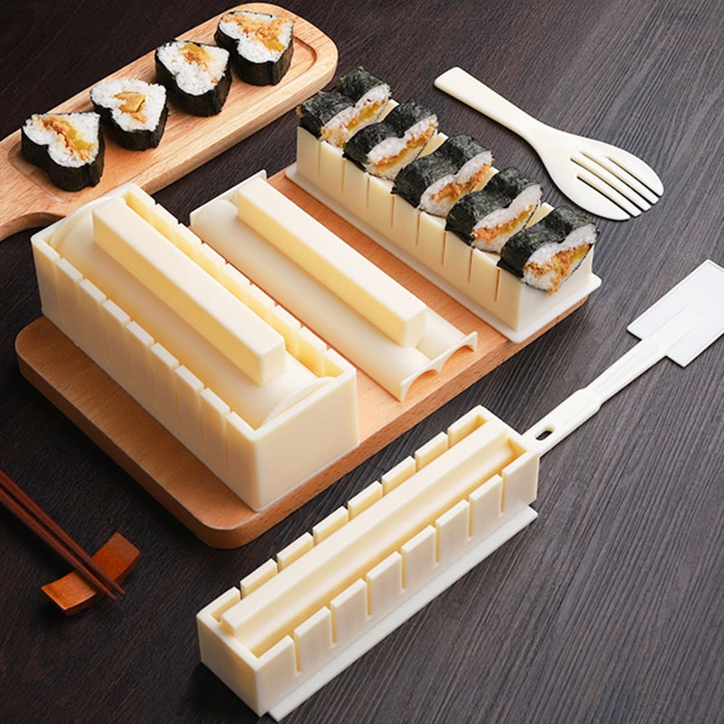 DIY Sushi Making Kit: 10-Piece Rice Ball & Roll Mold Set