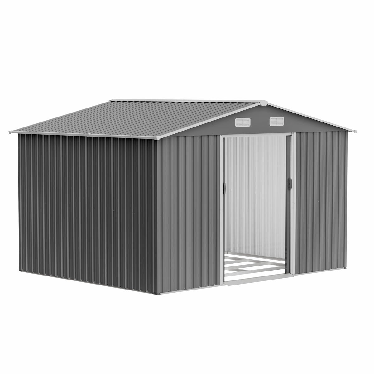 10x8 Ft Metal Outdoor Storage Shed, Lockable Doors