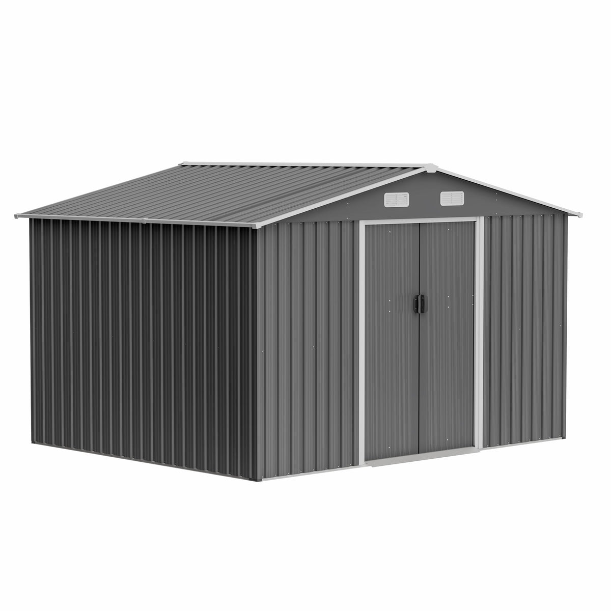 10x8 Ft Metal Outdoor Storage Shed, Lockable Doors
