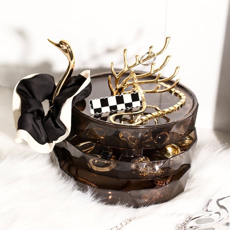 Swan Jewelry Organizer Box: Tiered Storage for Rings