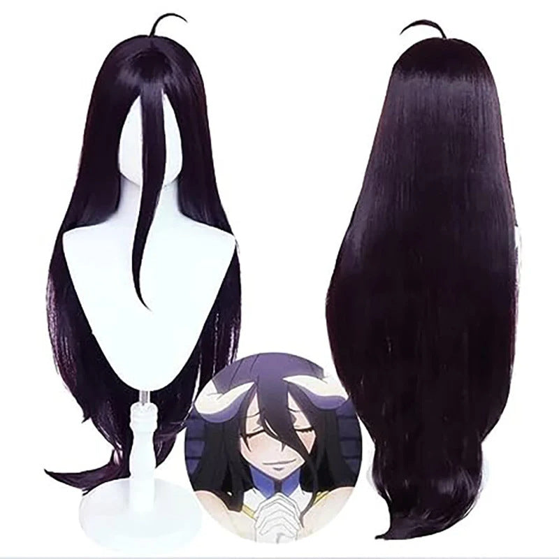 Long Black Purple Cosplay Wig for Anime Characters