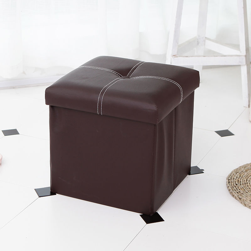 Foldable Faux Leather Storage Ottoman with Lift-Up Lid