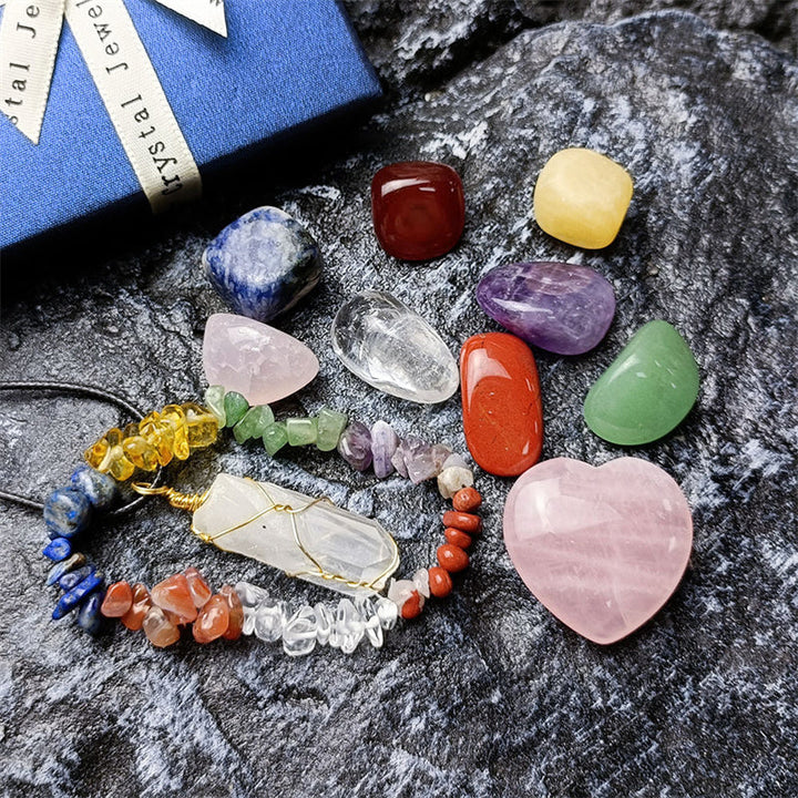 11-Piece Chakra Crystal Set for Colorful Bohemian Decor