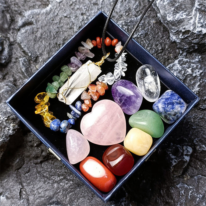 11-Piece Chakra Crystal Set for Colorful Bohemian Decor
