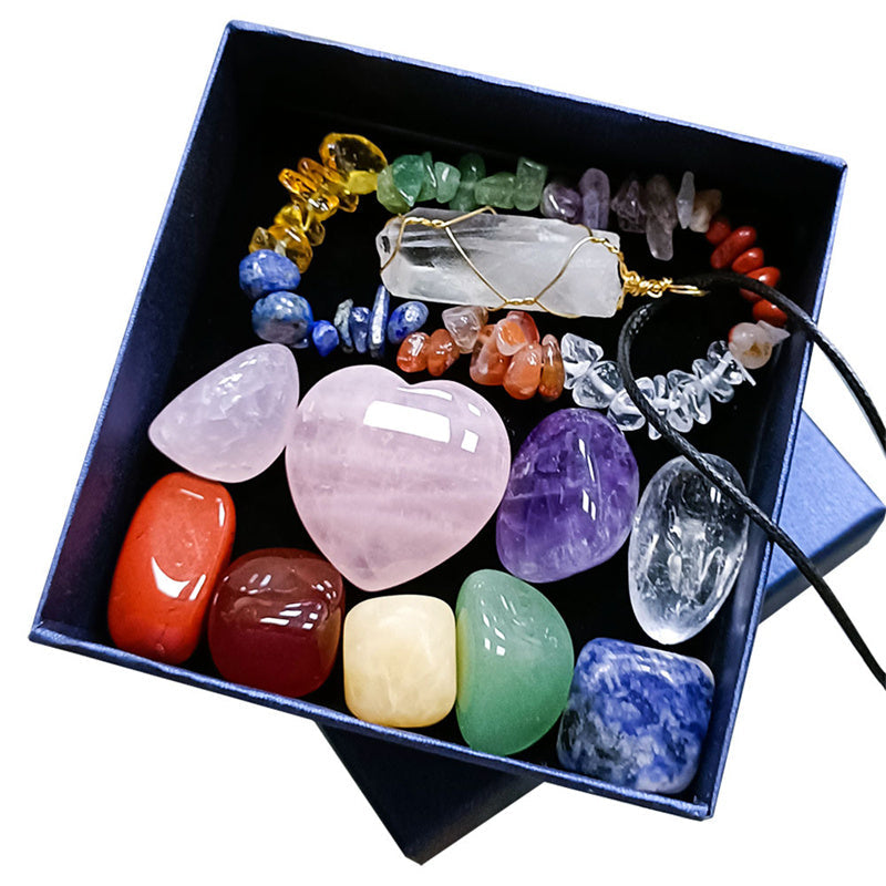 11-Piece Chakra Crystal Set for Colorful Bohemian Decor