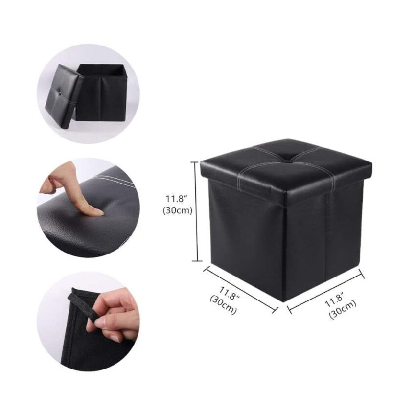 Foldable Faux Leather Storage Ottoman with Lift-Up Lid