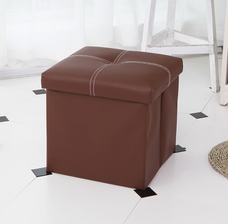 Foldable Faux Leather Storage Ottoman with Lift-Up Lid