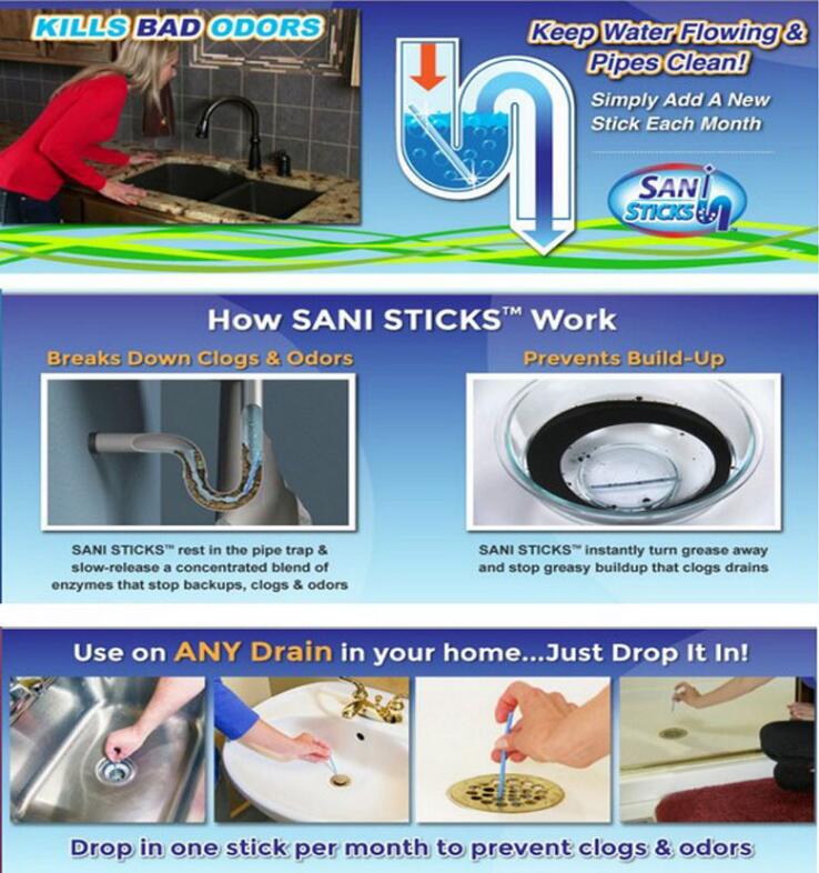 Enzyme Drain Cleaner Sticks, 12-Pack for Odor Relief