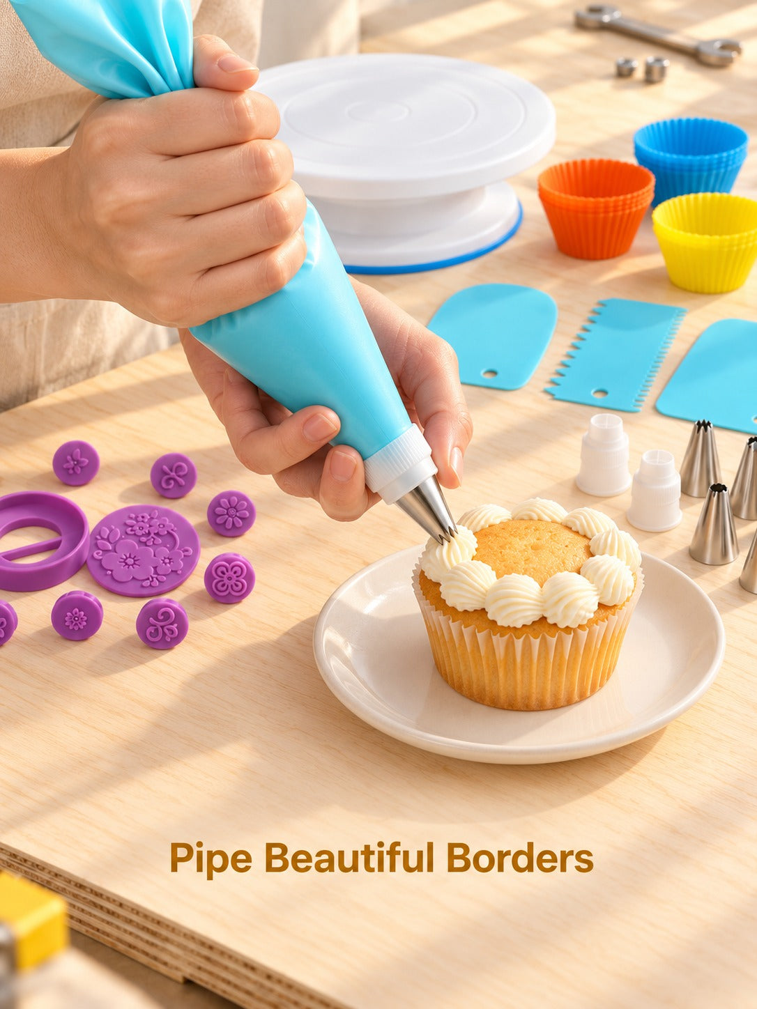 122 Piece Cake Decorating Kit with Turntable & Tips