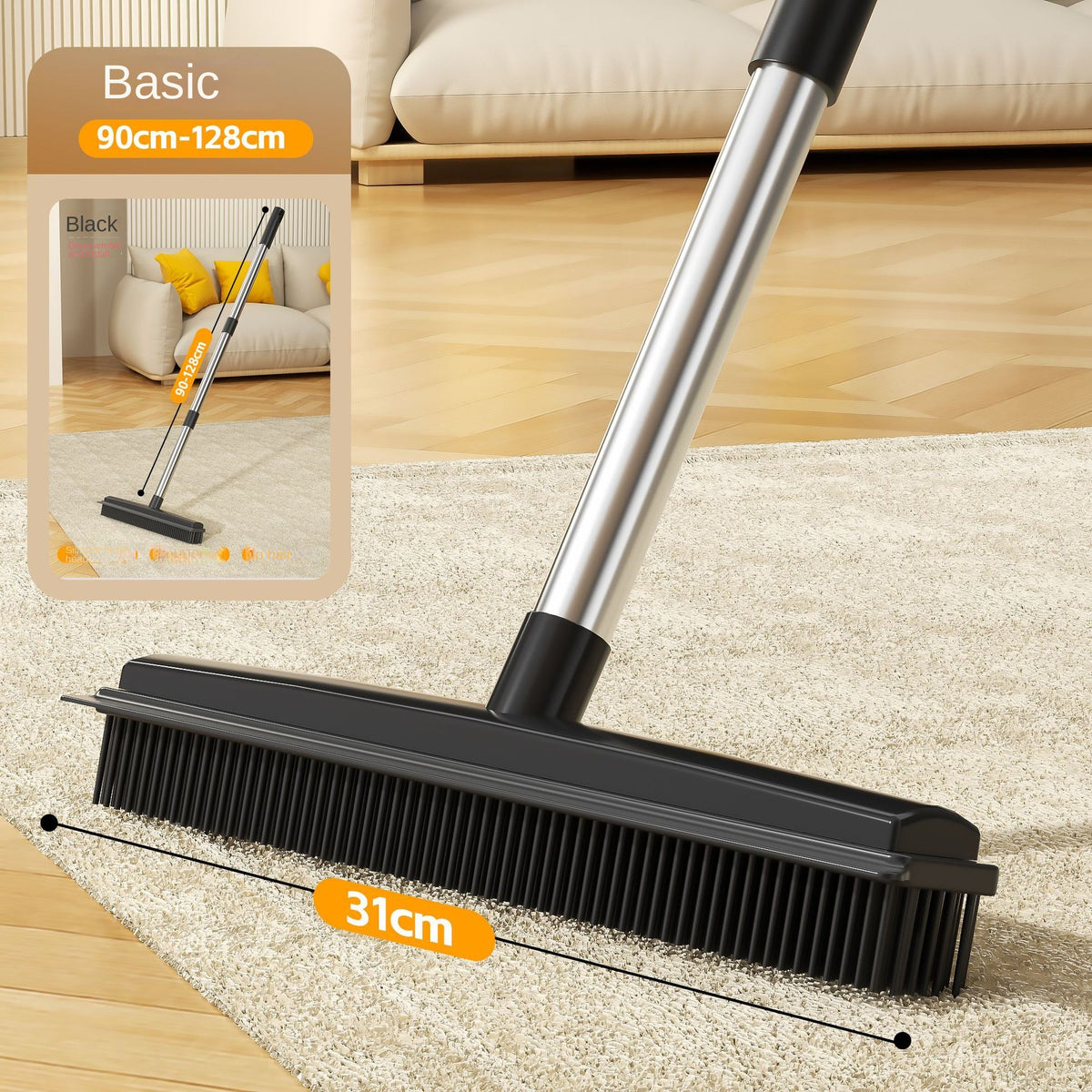 Telescopic 2‑in‑1 Brush & Squeegee – Safe for Glass & Tile