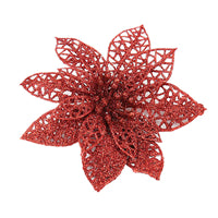 Sparkling Poinsettia Christmas Tree Ornaments Collection