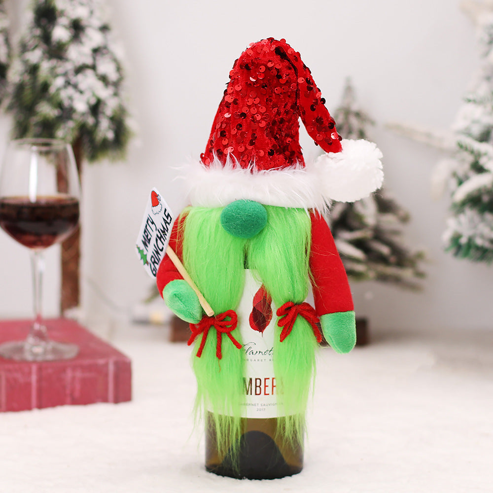 Christmas Grinch Wine Bottle Decorations for Festive Tables