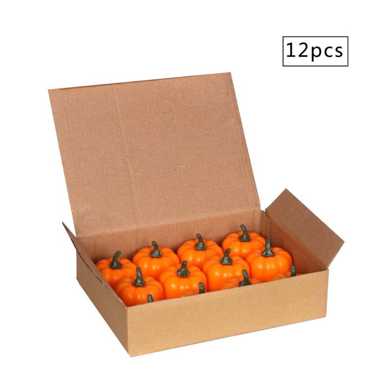 Pumpkin LED Tealights for Safe Halloween Party Ambiance