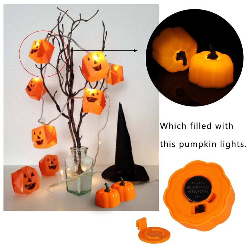 Pumpkin LED Tealights for Safe Halloween Party Ambiance