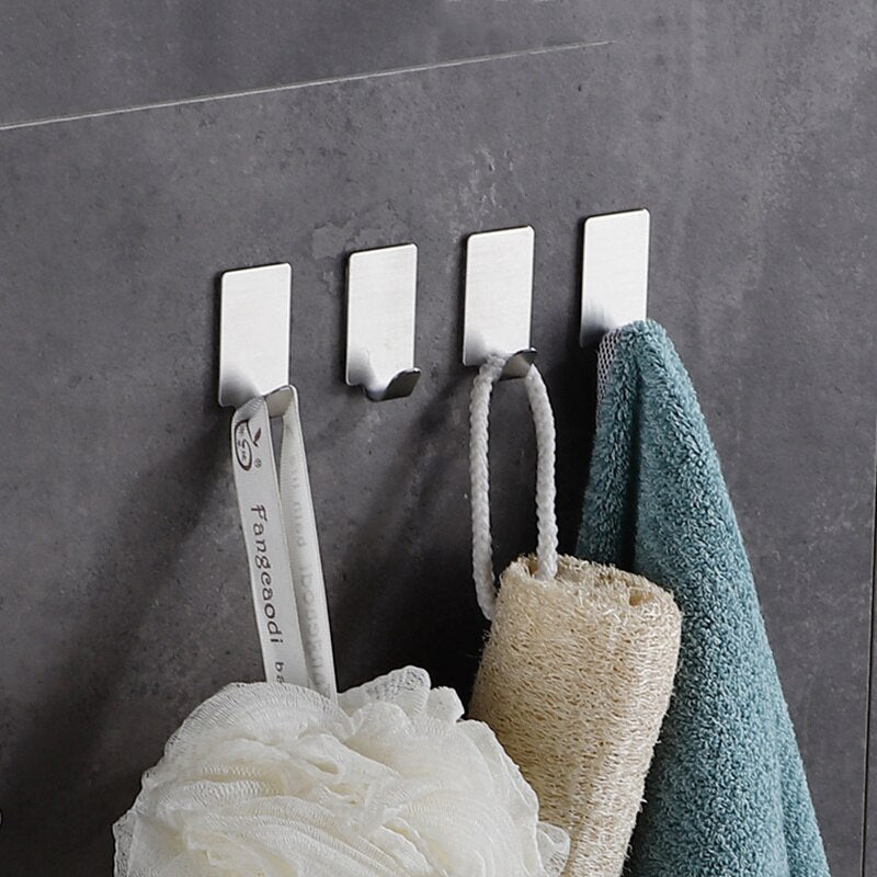 12-Piece Stainless Steel Hooks for No-Drill Wall Storage