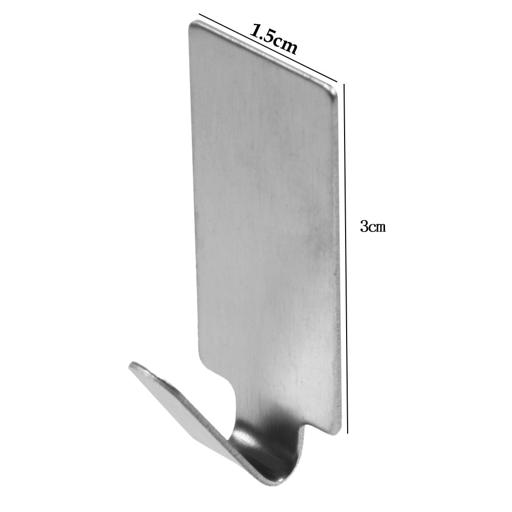12-Piece Stainless Steel Hooks for No-Drill Wall Storage